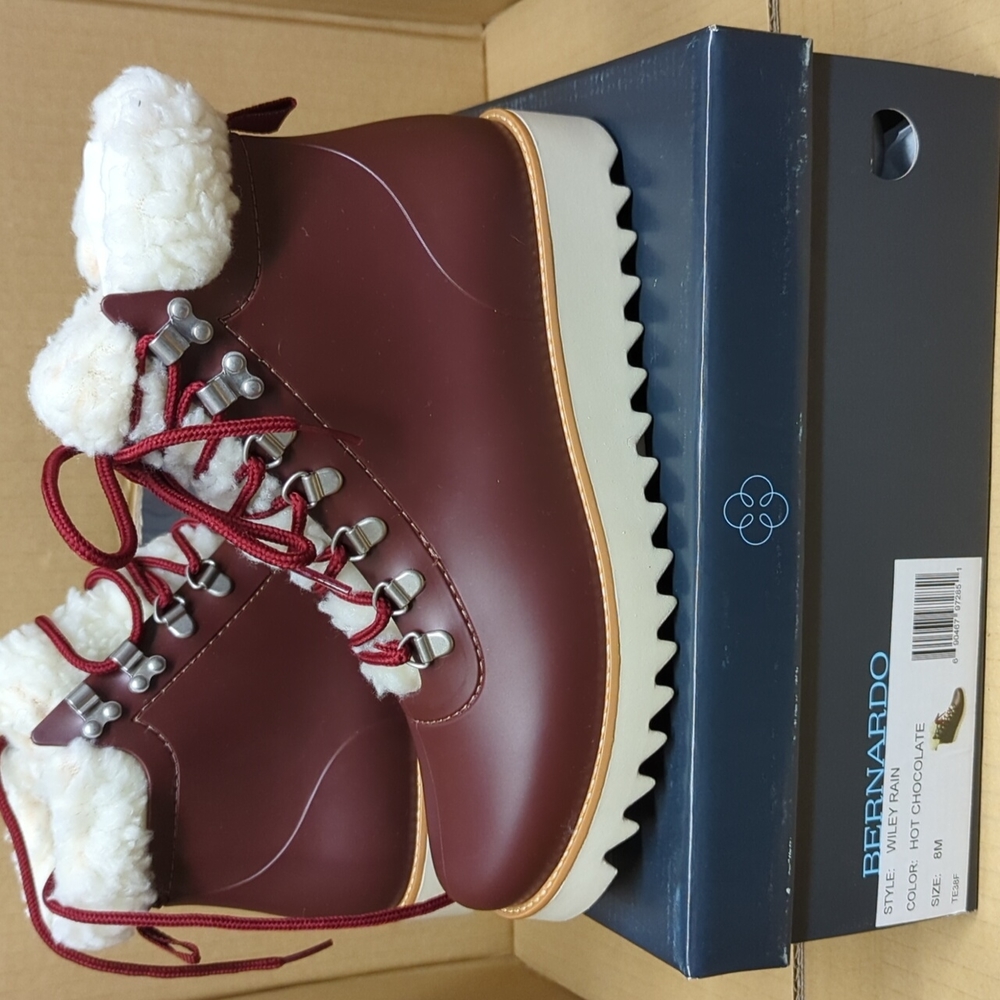 Anthropologie Bernardo Wiley rain Hit Chocolate Rain/winter Boots, Size 8 - Picture 4 of 10